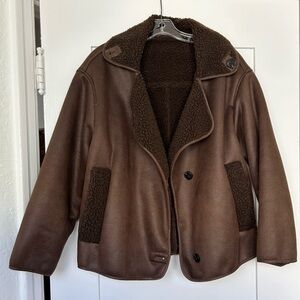 Faux Shearling & Vegan Leather “Banbury” Jacket by Luxe Vintage